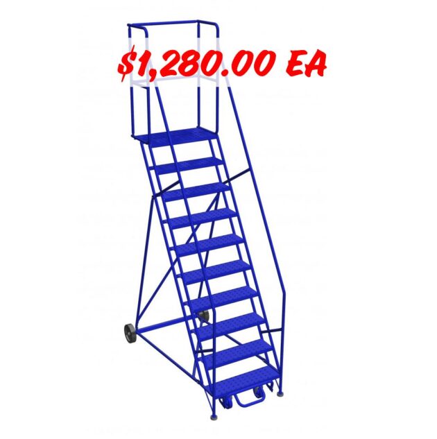 SALE! 10-Step Mobile Ladder 60° Angle