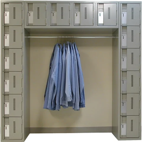 16-Door Archettes JFBL359: construction All-welded, heavy-duty; colour Grey; overall w × d × h (in) 72 × 18 × 72