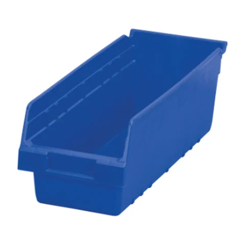 6 inch blue plastic shelf bin