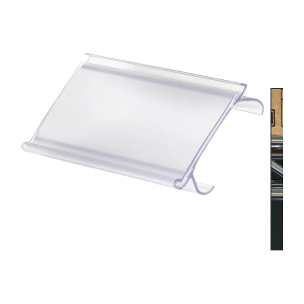 Clear angled wire shelf label holder
