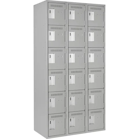 6-Tier Box Lockers (Lockerettes) JFBJ173: doors Solid; bank of 3; overall w × d × h (in) 36 × 18 × 72