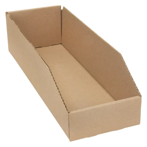 Corrugated cardboard shelf bin for small parts