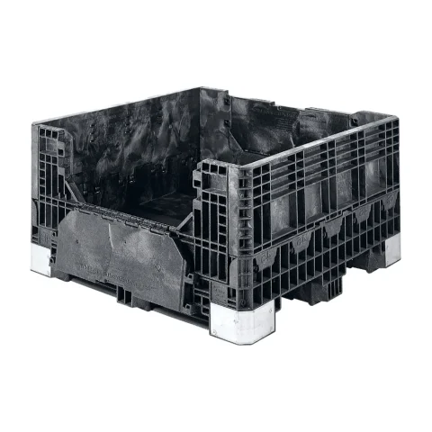 Extended length collapsible bulk container with side door