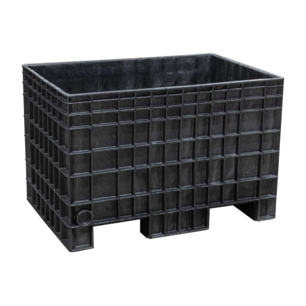 Fixed wall bulk bin with fork openings