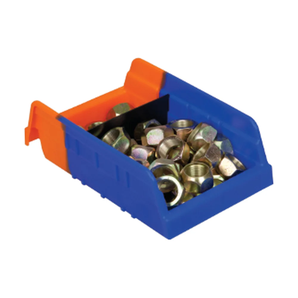 Indicator bin flipped to the orange restock side with parts
