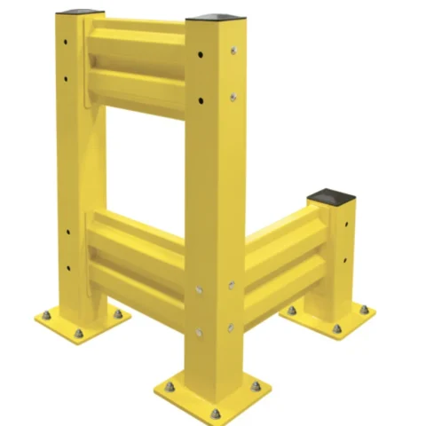 Yellow modular industrial safety guard rail system