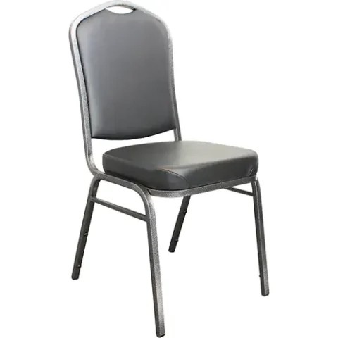 Padded Steel-Frame Stacking Chair black vinyl 300