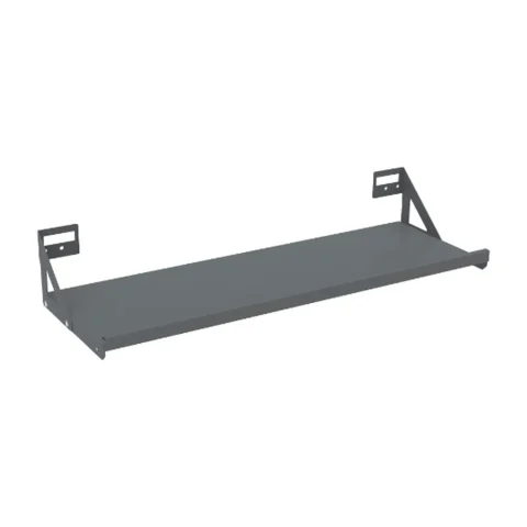 Steel shelf that hangs on louvered panels