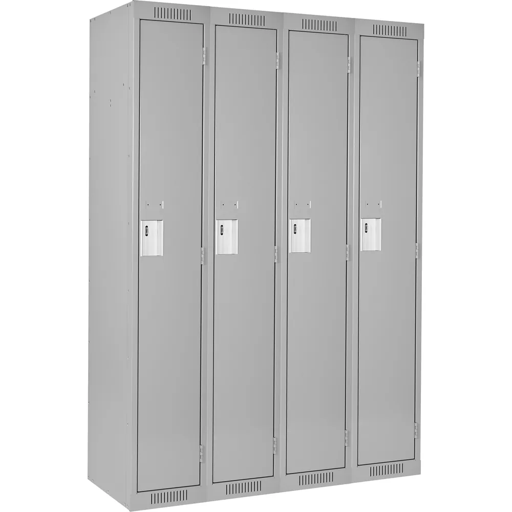 Single-Tier Steel Lockers JFBJ154: style Basic; bank of 4; overall w × d × h (in) 48 × 18 × 72