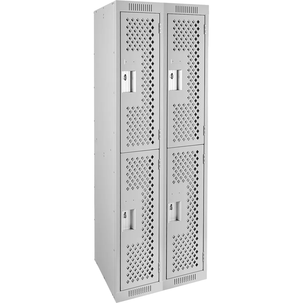 Ventilated Perforated Steel Lockers JFBJ483: tiers Double; bank of 2; overall w × d × h (in) 24 × 18 × 72