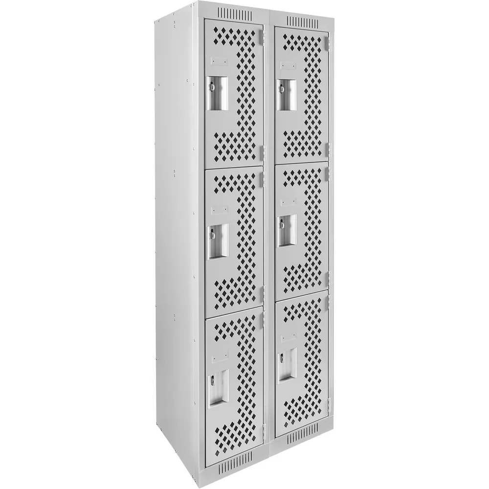 Ventilated Perforated Steel Lockers JFBJ487: tiers Triple; bank of 2; overall w × d × h (in) 24 × 18 × 72
