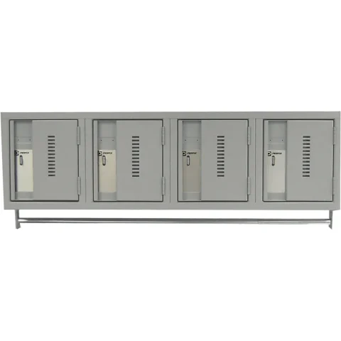 Wall Hung Lockers JFBL357: construction All-welded, heavy-duty; colour Grey; compartments 4