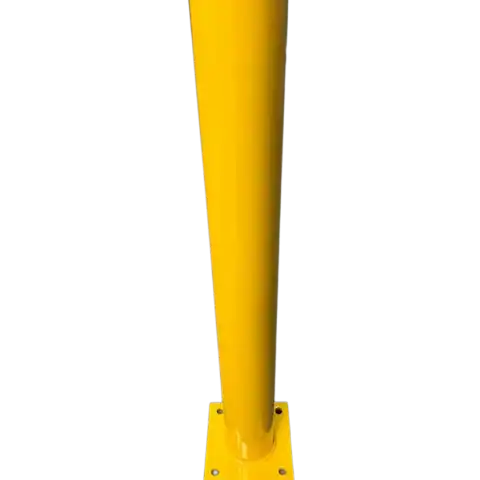 Yellow steel safety bollard