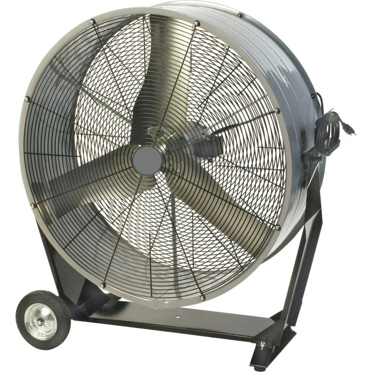 4-in-1 drum fan set up as a portable barrel fan