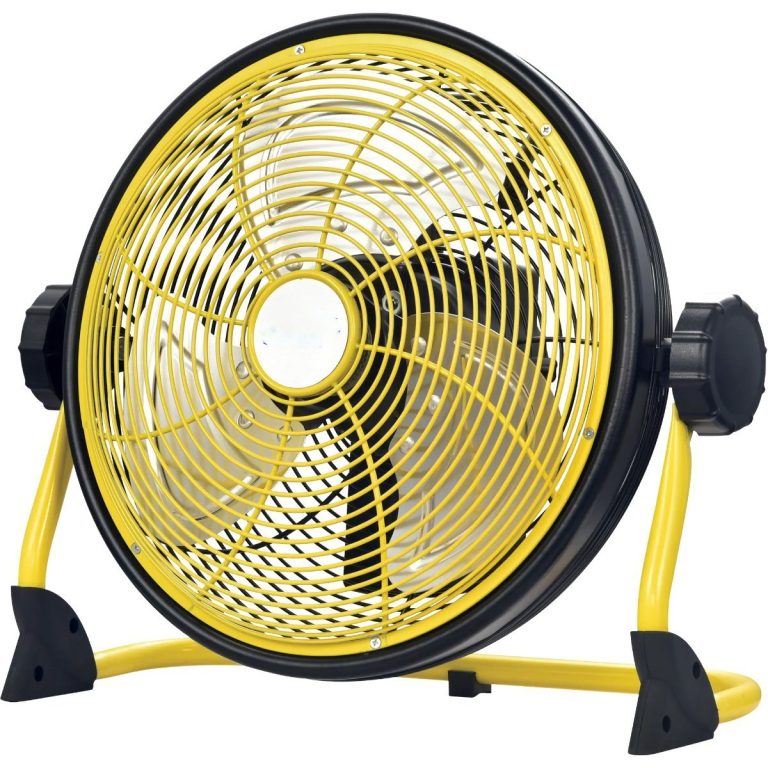 JEBA828 12 inch yellow rechargeable indoor/outdoor fan with USB port