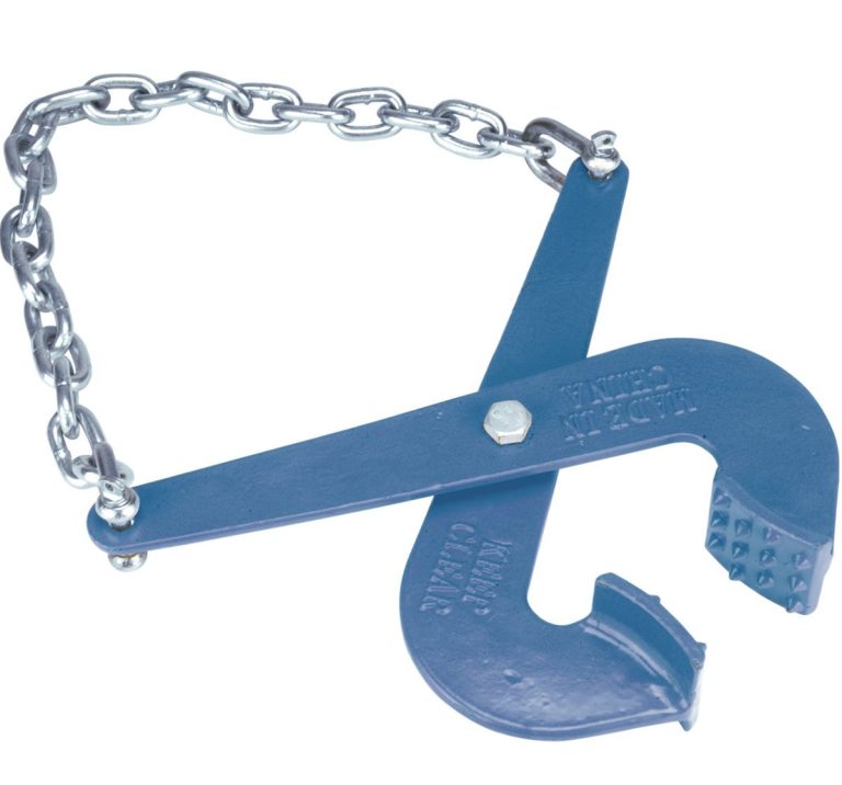 JKBH863 blue dual-handle scissor pallet puller with hardened teeth and chain bridle
