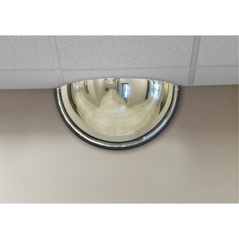 Closed-top half dome mirror installed on a wall