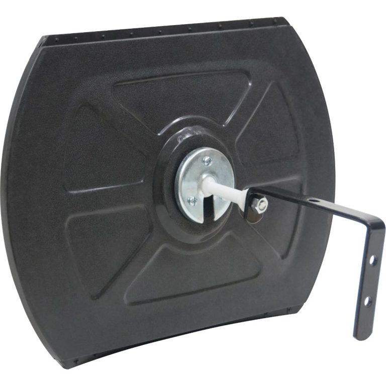 Back of a plastic-back roundtangular mirror showing the bracket