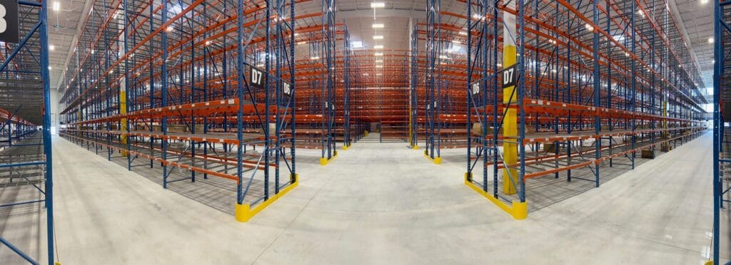 New Redi-Rack style pallet racking aisles installed by JB Equipment