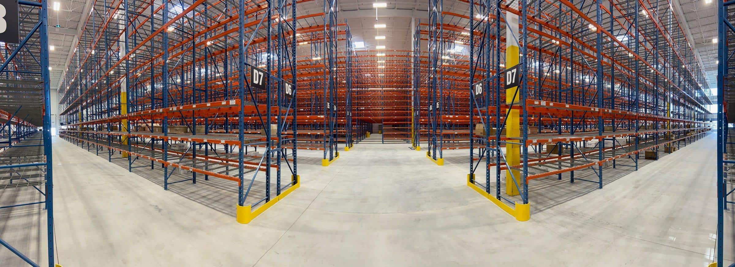 New Redi-Rack style pallet racking aisles installed by JB Equipment