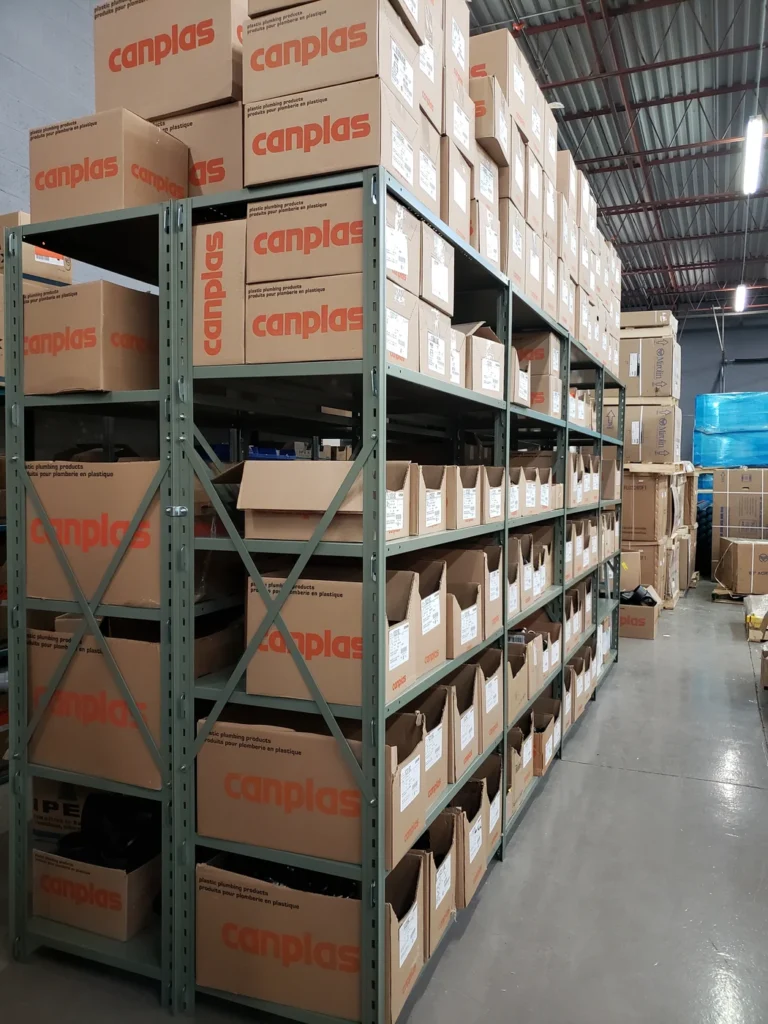 Back-to-back System 200 shelving arranged for carton and parts storage