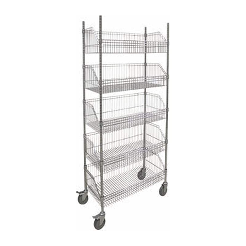 Mobile wire basket shelf cart on casters